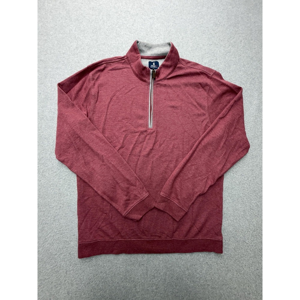 Johnnie-O Sully Sweater Mens Medium Merlot Red Cotton Modal 1/4 Zip Mock Neck